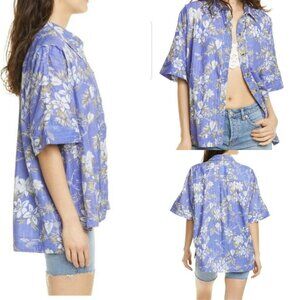 Free People Love Letters Button Up Purple Shirt NWT